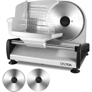 Meat Slicer 200W Electric Deli Food Slicer with 2 Removable 7.5" Stainless Steel Blades, Adjustable Thickness, Child Lock Protection, Easy to Clean