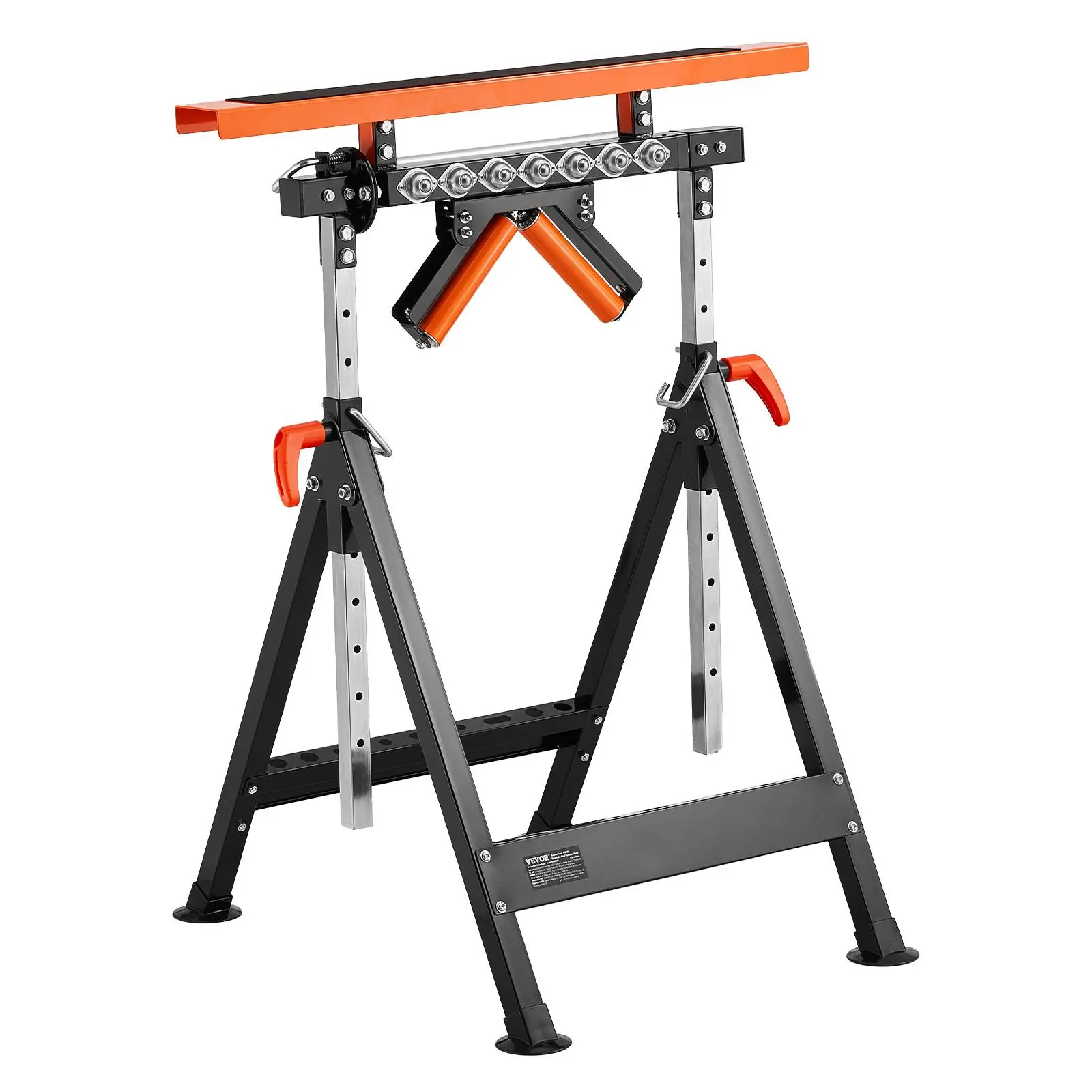 【Summerfinds】VEVOR 4-in-1 Roller Stand, 440 lb Load Capacity, 33-50 in Adjustable Height, Folding Heavy Duty with Rack & Polished Multi-directional Roller Head, for Table Saw Outfeed Woodworking Extension Support