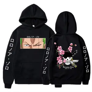 One Piece Hoodies – Roronoa Zoro Three Swordsman OP Pullover Hoodie, Otaku Streetwear, Pirate Hunter Sweatshirt, Fan Gift, Both Side S, M, L