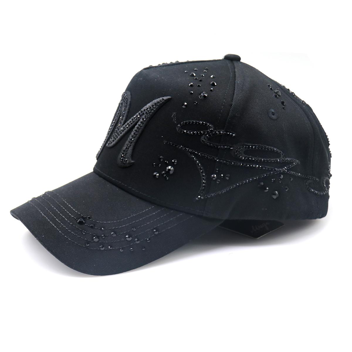 Black Bling Baseball Cap with 3D M Letter - Hip Hop Streetwear Hat