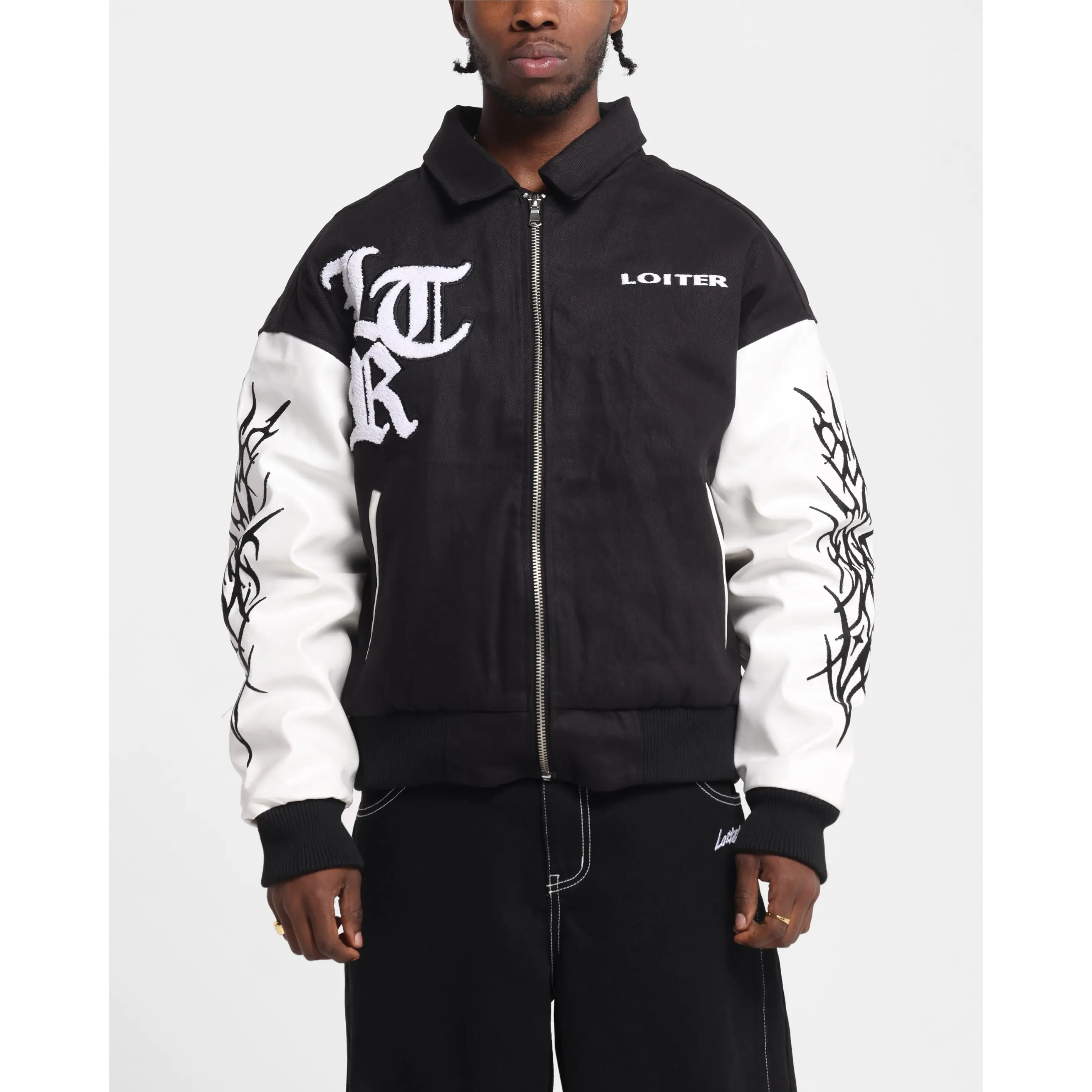Loiter Cyber Varsity Jacket Black/White Loiter Cyber Varsity Jacket Black/White