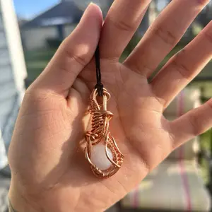 Copper wire wrapped blue lace agate
