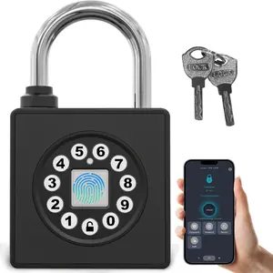 Oklok Fingerprint Padlock with Key, Combination Lock, Water Resistance, APP Access, Ideal for Outdoor Fence, Gate, Pool, Shed, Gym