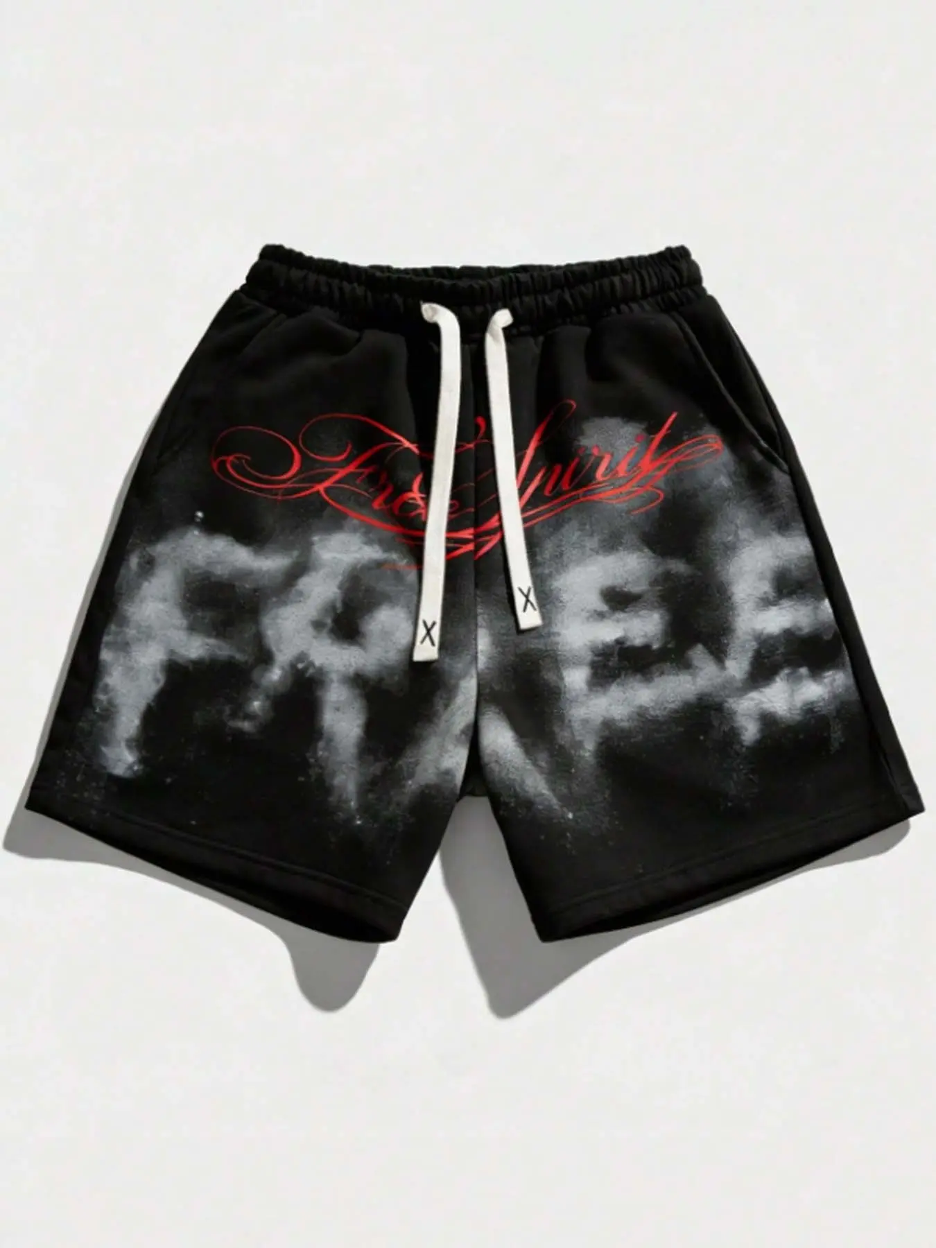 Vintage Style Men's 'free' Print Loose Fit Shorts, Casual Gym Shorts, Fashionable Summer Shorts, Summer Sports Shorts, Young Men's Street Fashion, Skate Park and Beach Wear