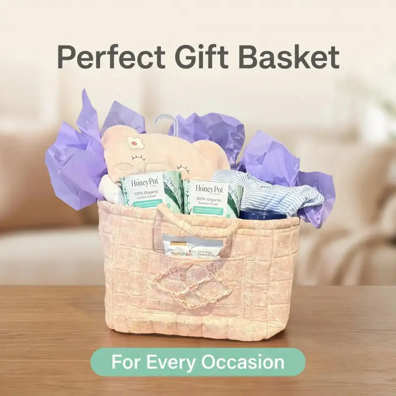 Quilted Fabric Gift Basket Reusable Storage Organizer Bag With Handle Perfect For Baby Shower Holiday Birthday Presents Gift Giving All Occasions，Present Packaging，Gender Reveal，Christmas、Wedding，ift Hampers