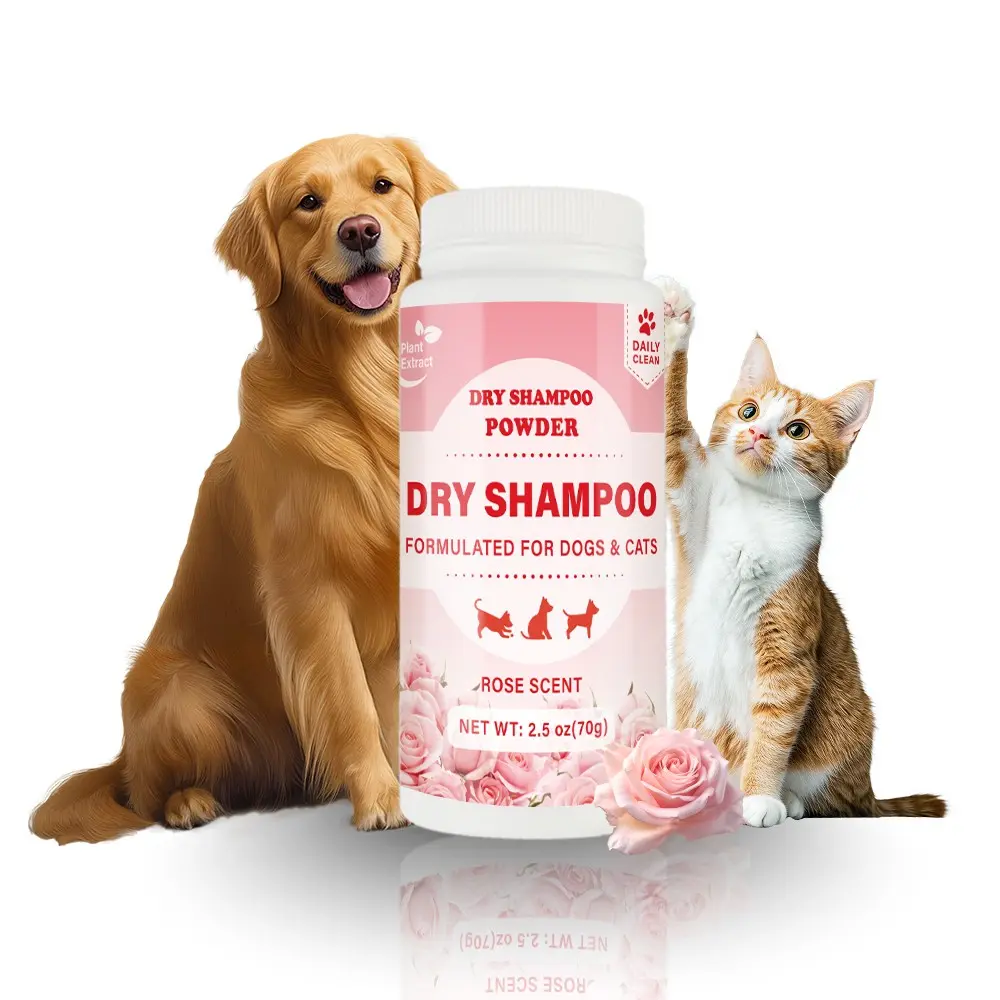 Pet Dry Cleaning Powder for Cats, Kitten, Kitty & Dogs, Plant-Based Formula, Dries & Volumizes Fur, Ideal for Pet Grooming Products, Shampoo