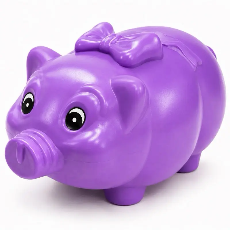 Piggy Bank Assorted Colors Plastic Coin Bank for Kids and Adults