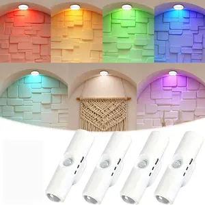 2-piece/4-piece intelligent motion sensing RGB night light, LED dual head cat eye wall light, USB charging, suitable for bedroom, hallway, entrance, staircase sensing night light
