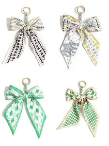 Creative Handmade Braided Scarf Bow Keychain Pendant, Versatile Women's Bag Accessory, All-Season Geometric Style Chain, Stylish Playful Charm, Trendy Bag Charms, Fashion Bag Charms, Purse Charm