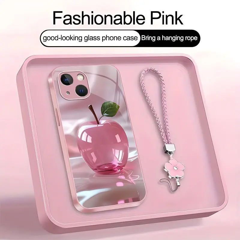 Luxury Crystal Apple Phone Case Metallic Cover with Lanyard for iPhone 13 Mini--975