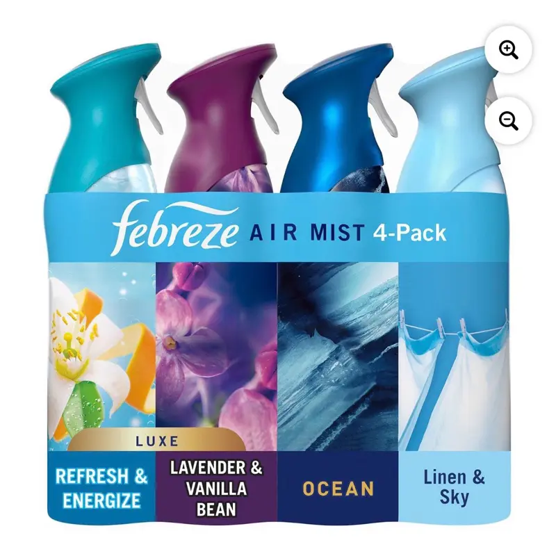 Febreze Air Mist Air Freshener Spray, Mixed Scent, 4 Count, 32.04 oz