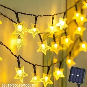 Solar Star String Lights, 100led/50led/20led, Outdoor Fairy Light Strip, 8 Modes, Ip65 Waterproof, Christmas Tree Garden Wedding Party Decor