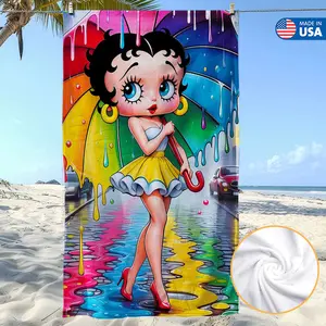 Betty Boop Vintage Beach Towel 35x70 Oversized Quick Dry Microfiber Bath Towel Retro Pin Up Girl Tapestry Wall Hanging Pool Swim Blanket Travel Gift
