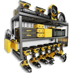 Electric Tool Organizer, 7 Drill Holders, Used for Tool Organizer, Garage Storage and Organization, Heavy-Duty Metal Tool Rack, Practical Rack for Cordless Electric Tools, Suitable for Pegboard/Workshop