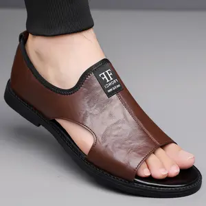 Men's Stylish Open-Toe Slide Sandals (Black, Brown, White) - Lightweight Comfortable Rubber Sole for Daily Wear, Home & Short Trips