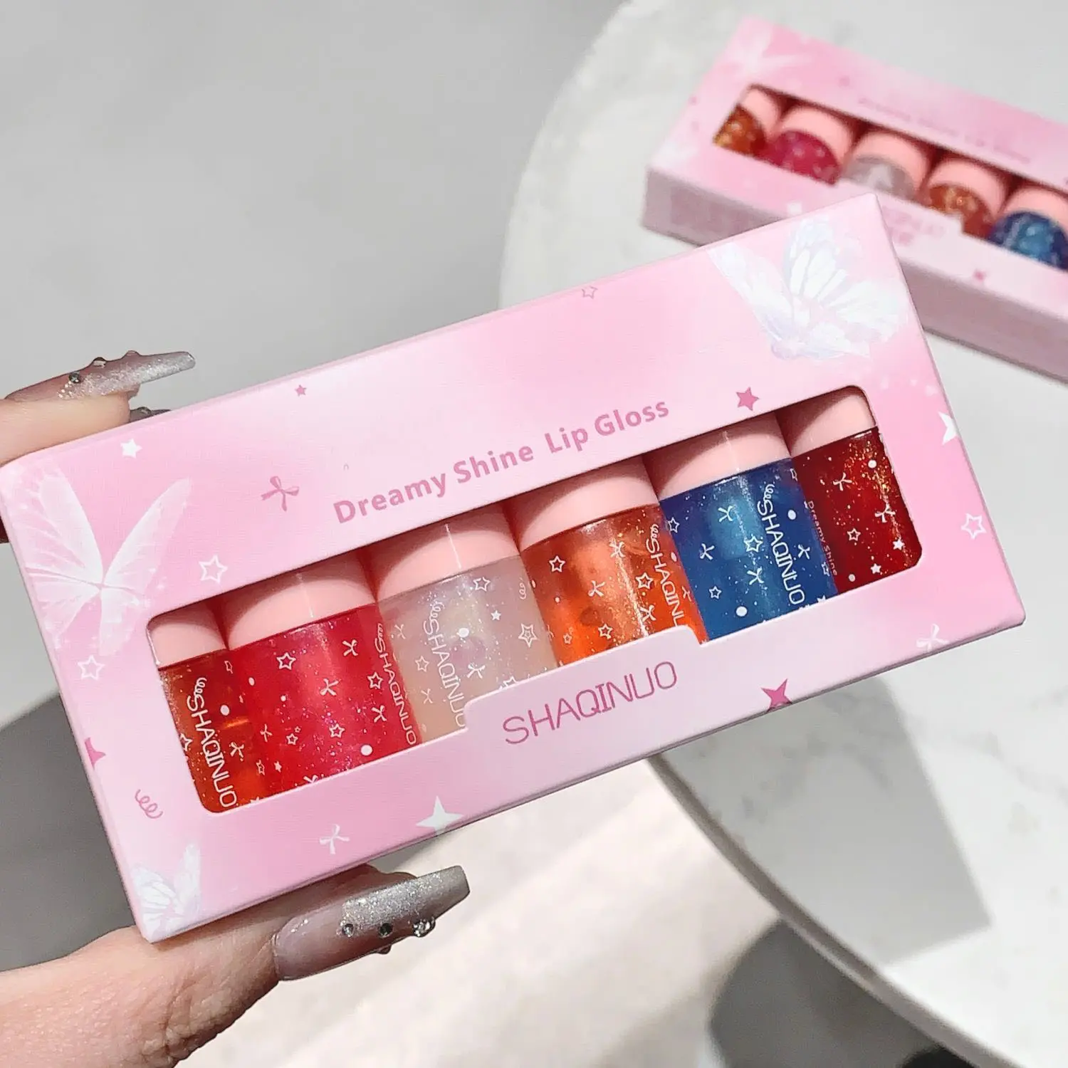 Dreamy Shimmering Lip Gloss Set, 6-Piece Brightening & Plumping Lips, Long-Lasting Shine, Glossy, Non-Sticky Comfort, Perfect for Glamorous Look