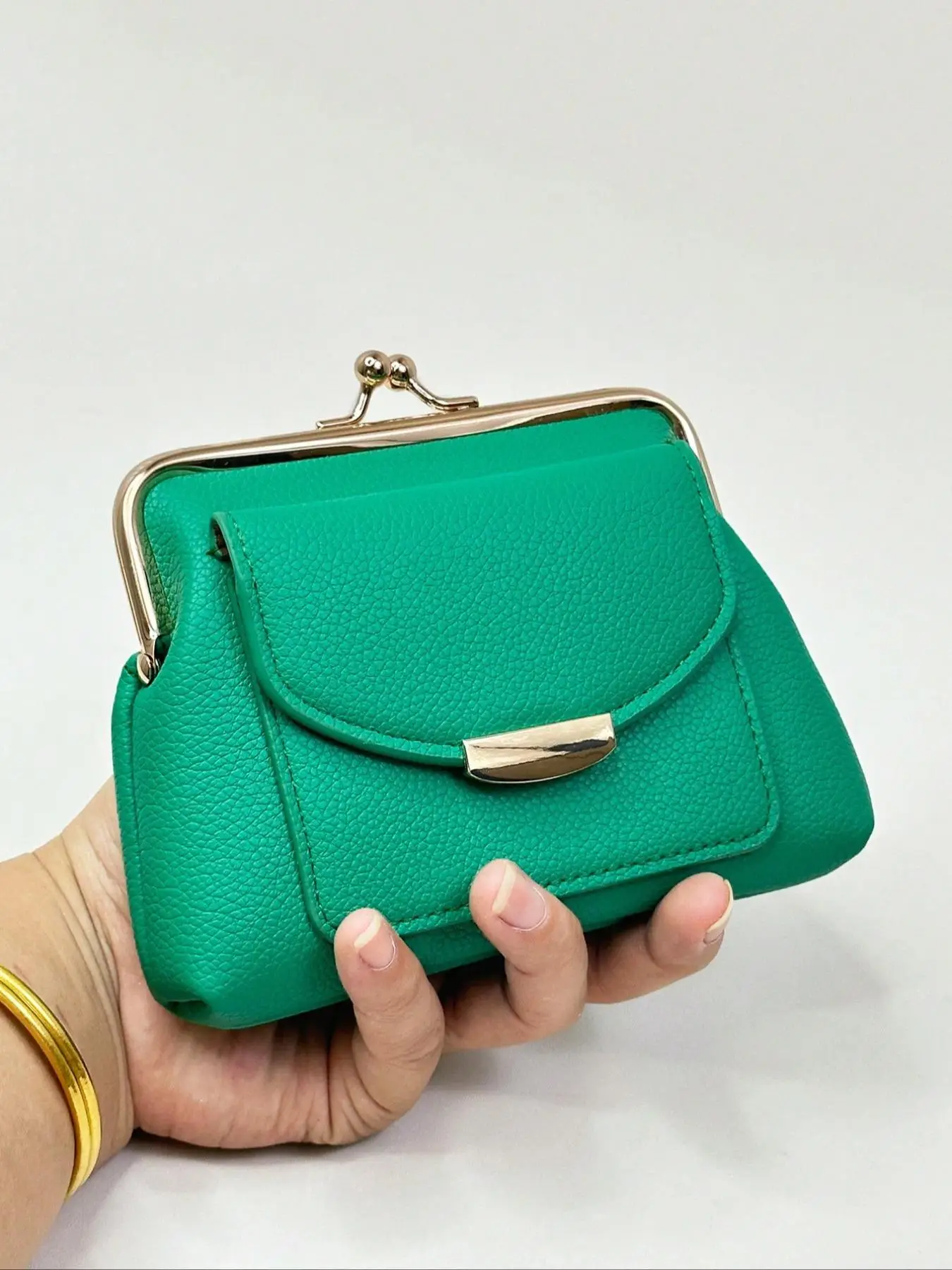 Women's Solid Color Short Wallet, Fashionable Pu Leather Kiss-lock Card Holder for Daily Used, Casual Trendy Versatile High-quality Daily Commuting Wa