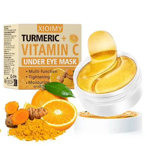 Turmeric Vitamin C Under Eye Mask, 60pcs Moisturizing Eye Care Mask, Eye Brightener, Tightening Eye Patches, Eye Bag Care, Hydrating Eye Care Product for Women & Men, Suitable for All Skin Types