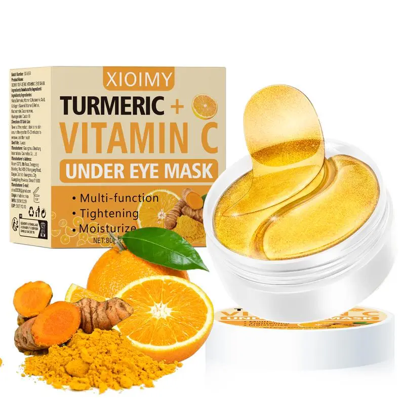 Turmeric Vitamin C Under Eye Mask, 60pcs Moisturizing Eye Care Mask, Eye Brightener, Tightening Eye Patches, Eye Bag Care, Hydrating Eye Care Product for Women & Men, Suitable for All Skin Types