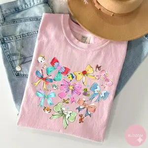 Comfort Colors Coquette Bows Watercolor Princess T-shirt, Birthday Girls Matching Trip 2026 Graphic Tee, Trendy Princess Shirt