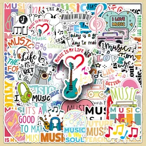 Music Themed Sticker, 102pcs/set Creative Multi-purpose Decorative Sticker, DIY Decals for Water Bottle, Laptop, Cellphone, Phone Case, Scrapbooking, Journal Making