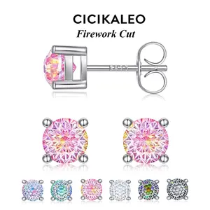 CICIKALEO 1CT Stud Earrings for Women Men S925 Sterling Silver Hypoallergenic Firework & Rose Cut Butterfly Back 18K White Gold Plated Anniversary Birthday Gift Daily Fine Formerly CICI GEMS #Summervibes