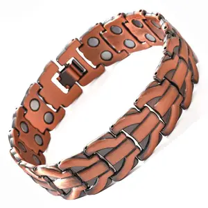 Copper Bracelet for Men 3X Strength, Copper Jewelry with Powerful 3800 Gauss Magnets,Adjustable， Jewelry Gifts for Men Wearable Matching Stainless Steel Charms Bracelets