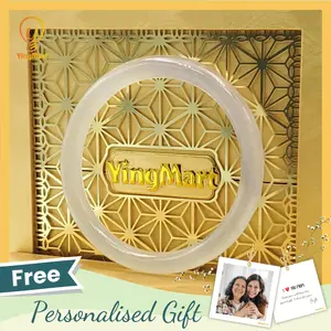 YingMart 50–60mm Genuine Type A Jade White Chalcedony Bangle Bracelets Gift for Her Mens Grandma Mother Personalized Feng Shui