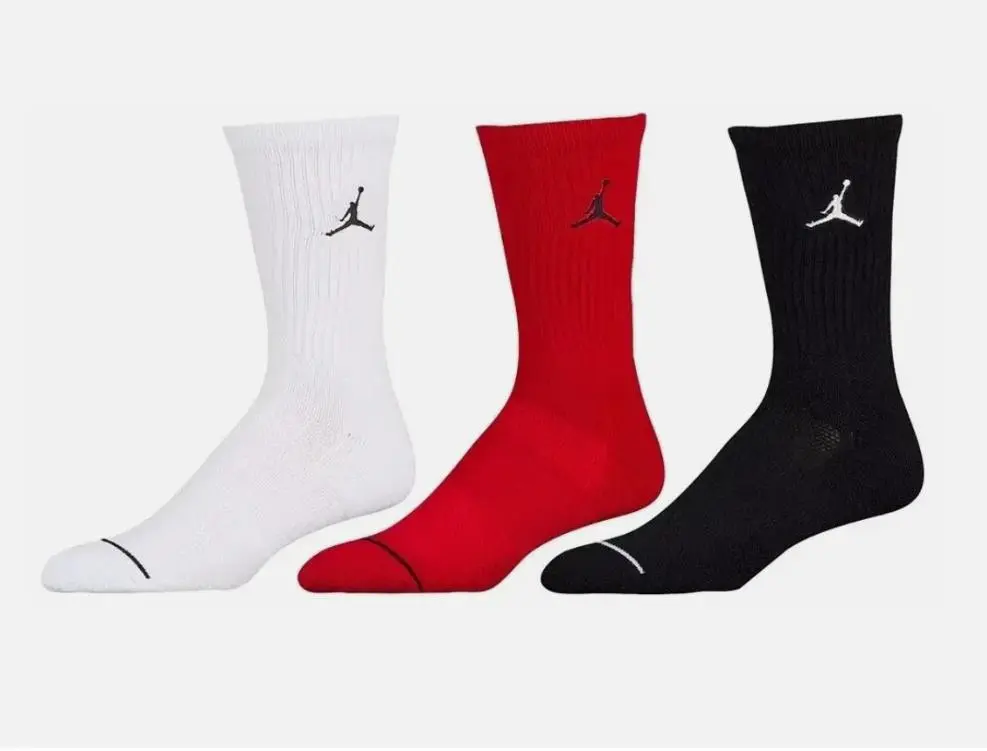Nike Air Jordan Men's Everyday Max Red/White/Black Crew Socks Size Large 3 Pack
