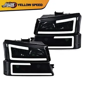 Led DRL Headlight Bumper Lamps Smoked/clear Fit For 2003-07 Silverado Avalanche