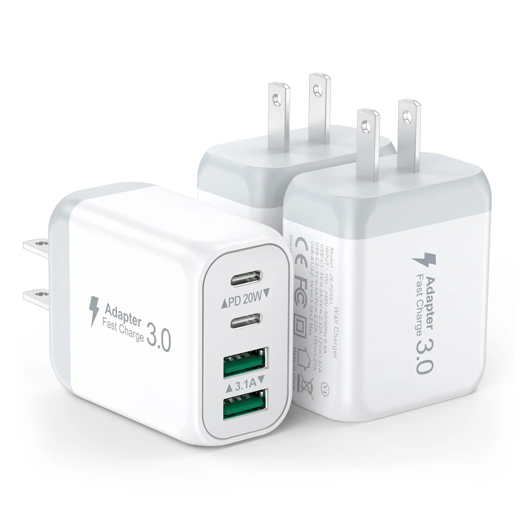 USB C Charger Block,50W 5 Port USB C Charger Fast Charging Blocks Cube Brick, Type C Charging Brick Cube Plug for iPhone 17 16 15 14 13 12 Pro Max SE