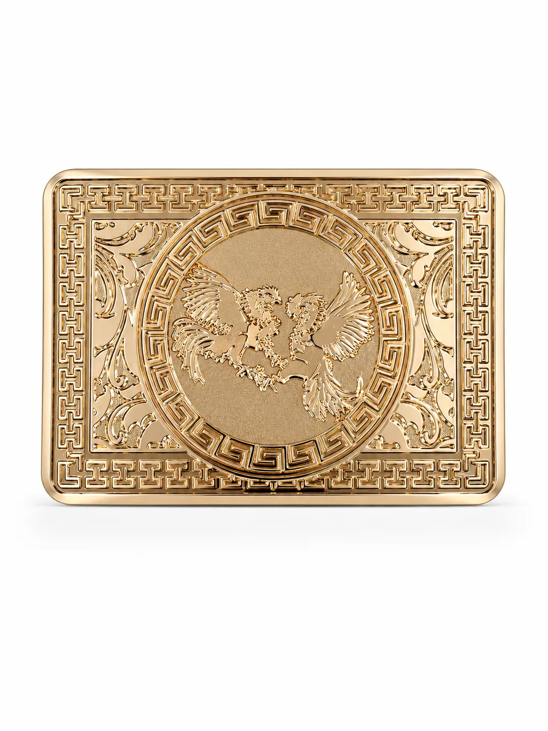 Gold Rooster Western Belt Buckle Engraved Cowboy Rodeo Buckle