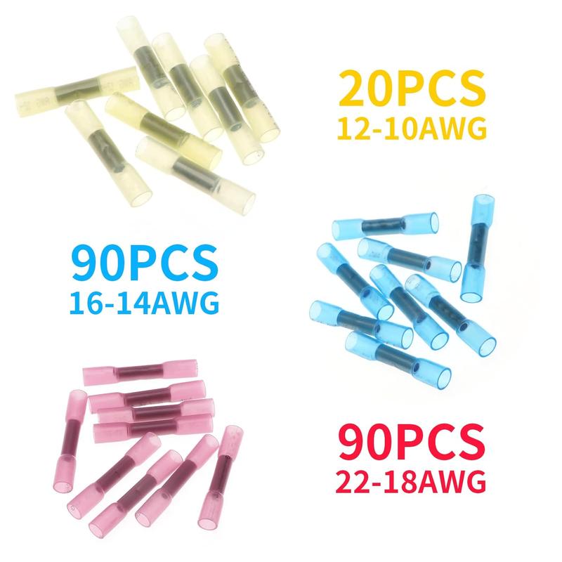 Heat Shrink Wire Connectors Kit (200pcs), Waterproof Insulated Electrical Terminals for Automotive & Marine Use, Durable & Reliable Cable Connectors