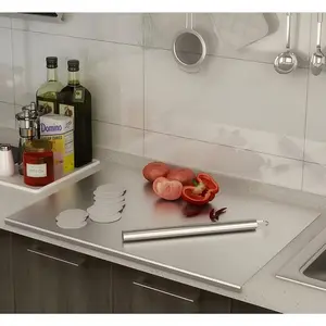 Stainless Steel Cutting Boards for Kitchen, Lipped stainless steel cutting board. Large cutting board suitable for meat, fruits, vegetables, bread, and baking (40 x 30cm / 15.7"L x 11.8"W)