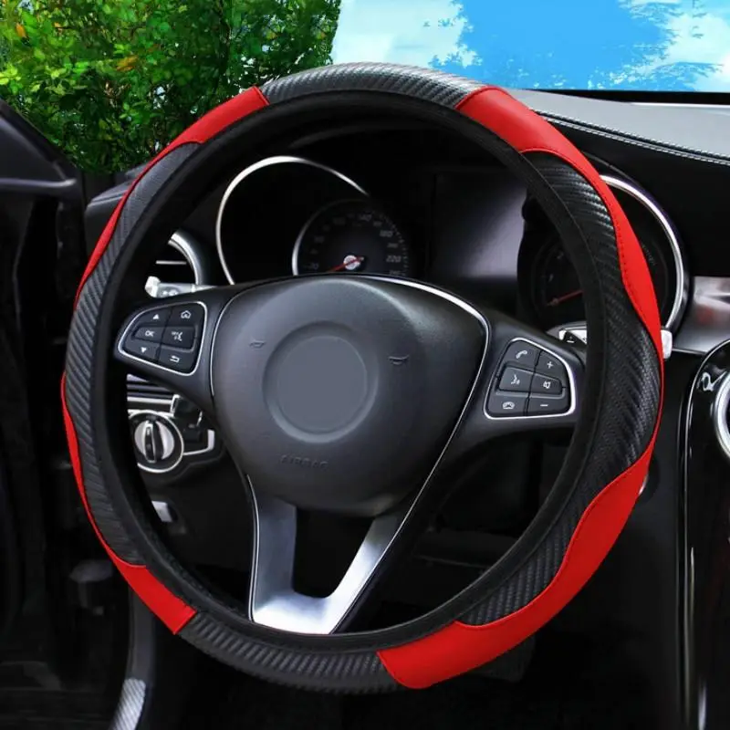 Car Steering Wheel Cover without Inner Ring, Multipurpose PU Leather Steering Wheel Protector, Universal Non-slip Car Steering Wheel Cover, Car Interi