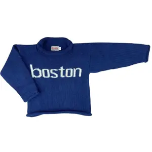 Navy/White Lowercase Boston Roll Neck Sweater