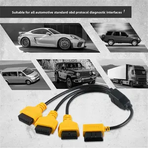 OBD2 Splitter Cable 1 to 3 Port 16 Pin Male to Female Extension Cord Universal Car Diagnostic Scanner Tool Connector