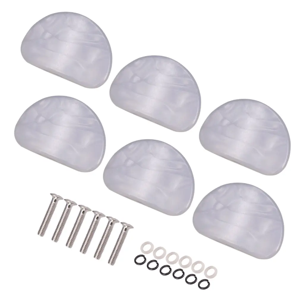 High Quality Material Universal Guitar Tuning Pegs Buttons (6 Pcs, 24mm Width) - Durable and Easy to Install Replacement Tuner Machine Heads with 6 Screws, All-Season Compatible Knob Handle Caps for Old Pegs, 6 X Guitar Knobs Handle Cap