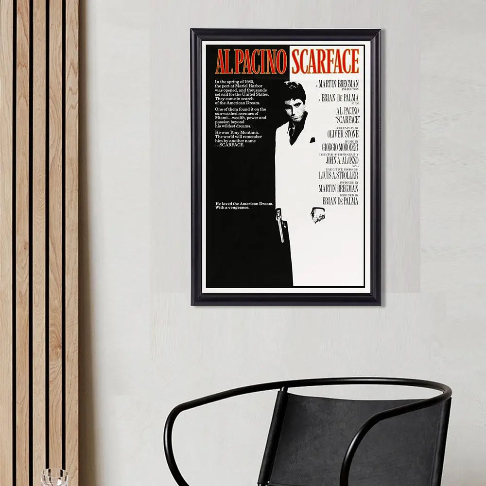 Scarface Movie Artistic Print Poster - Unframed Retro Waterproof Home Decor, 16x24in(40x60cm), Multi-Size Option, PVC Tube & Box Included, Ideal for Living Room, Gift for Movie Lovers