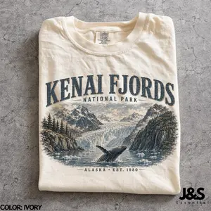 Comfort Colors Kenai Fjords National Park Shirt, Alaska Glacier Tshirt, Vintage National Park Tee, Retro Wilderness Graphic Tee, Whale Gift