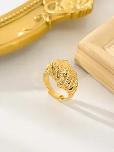 Women's Ring, Fashion Rings, Luxurious Elegant Design, Adjustable Size, Copper Material Plated with 22k Gold, Perfect for Daily Wear, Statement Ring