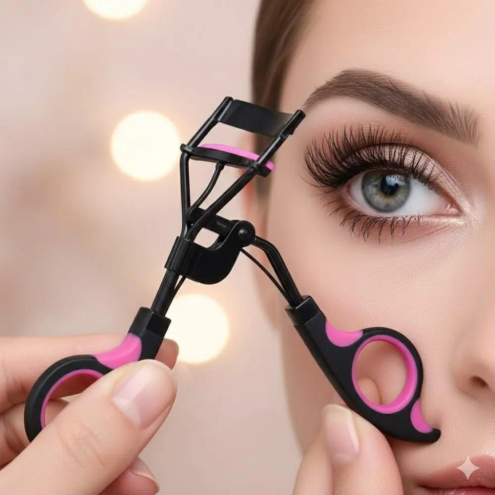 Professional Portable Eyelash Curler Set: Non-Slip Grip, Pain-Free Curl, Universal Fit, Spring-Loaded, Replaceable Silicone Pads, Durable Stainless Steel, Waterproof, Travel-Friendly, Safe Design for All Eye Shapes