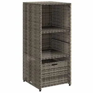 vidaXL Patio Storage Cabinet, Outdoor Storage Cabinet with Drawer, Outdoor Wicker Furniture, Garden Tool Organizer, Gray Poly Rattan 365549