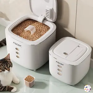 Sealed, moisture-proof square food storage container, easy to clean and durable design--heavy-duty dry food dispenser, suitable for cats and dogs, space-saving, ideal for office or commercial use, suitable as a global holiday gift