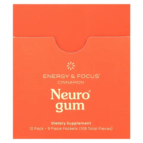 NeuroGum Energy & Focus, Cinnamon, 12 Packs, 9 Pieces Each