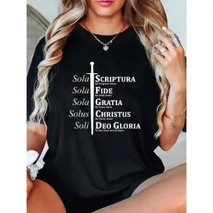 100% Cotton Unisex Five Solas Reformed Christian T-Shirt – Soft touch, 2026 round neck short-sleeved T-shirt