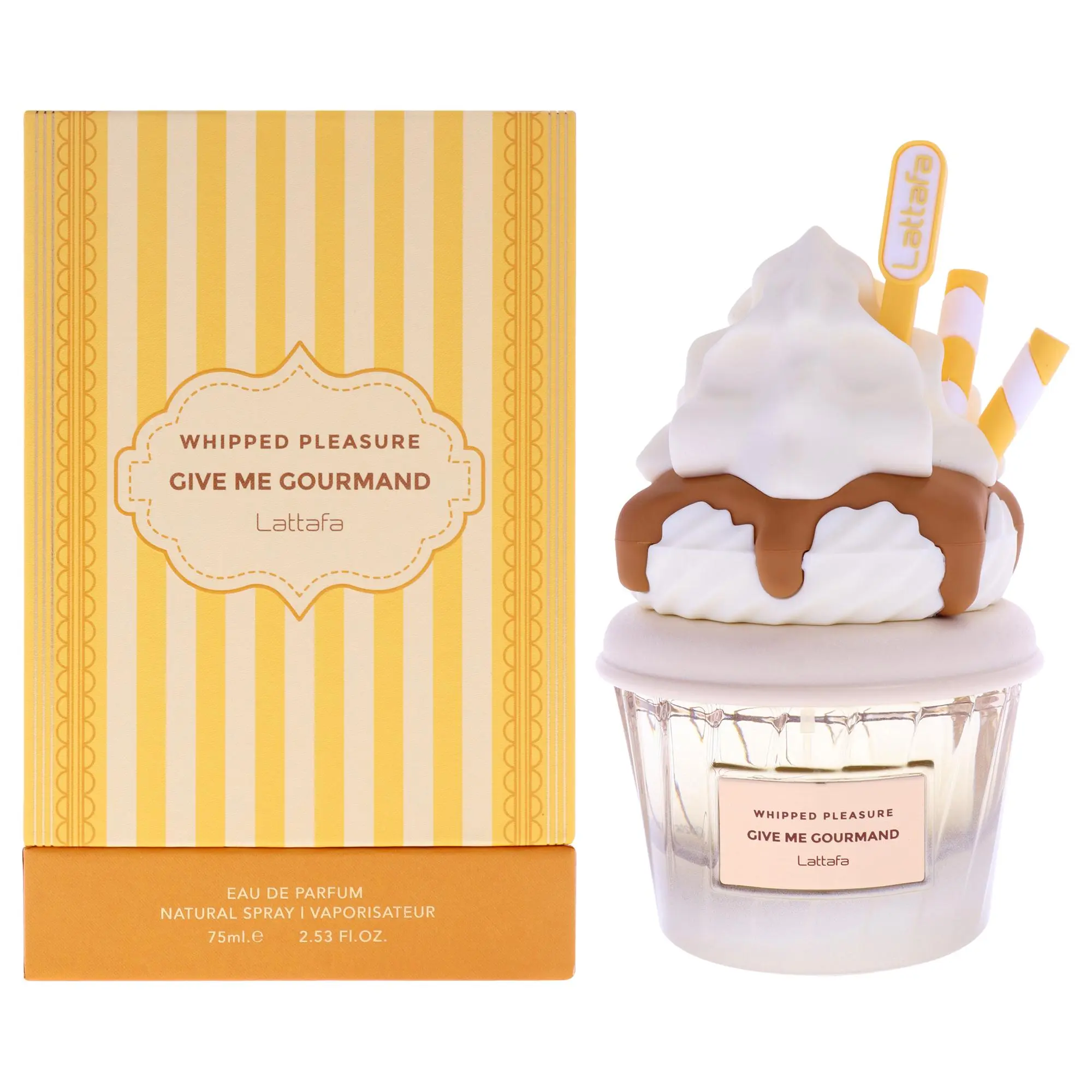 Lattafa Give Me Gourmand Whipped Pleasure Eau De Parfum for Women — Caramel, Salted Caramel, Popcorn, 2.5 oz (75 ml) | caramel woman, lattafacreamy sweetness, lattafawomen's prive rose perfume, milk, caramel perfume, jasmine, salted caramel perfume, tonka