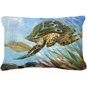 212 MAIN Loggerhead Sea Turtle Decorative Pillow - Artistic Print, Fade Resistant, Durable Fabric, Indoor/Outdoor Sea Turtle Art Accent Pillow