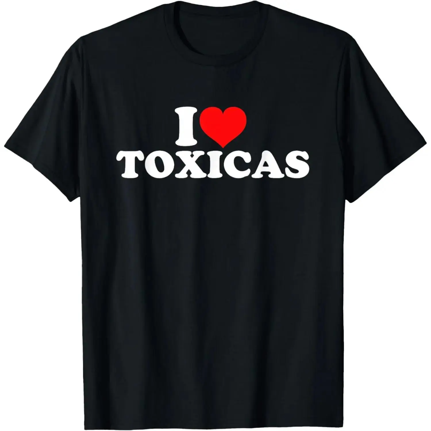 Men's 100% Cotton Graphic T-Shirt - Casual Regular Fit Soft No Irritation Short-Sleeve Round Neck Streetwear Top with 'I Love Toxicas' Print, Menswear, Casual Fit, Moisture Absorb, Graphic Print, Short Sleeves, Soft Cotton