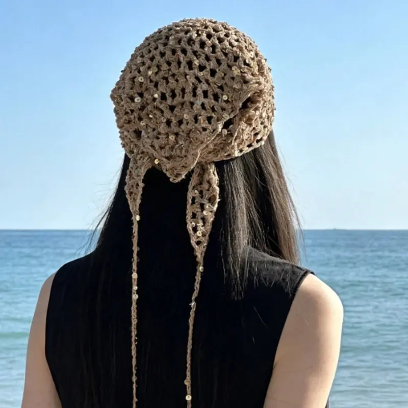 Sequin Sexy Lace-Up Triangular Scarf, Fashion Headscarf, Women's Summer Fashion Headband, Versatile Decorative Multi-Functional, Street, Bohemian, Boho Style Scarf, Vintage, Fashion, Wasteland Style, Y2K, Daily Wear, Festival Parties, Beach Vacations